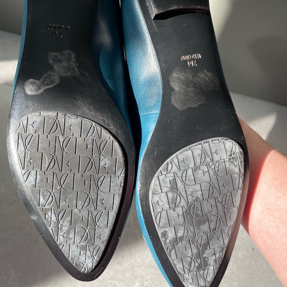 Diane Von Furstenberg Teal ballet Flats w micro chain gunmetal Embellishment 7 - Picture 12 of 16